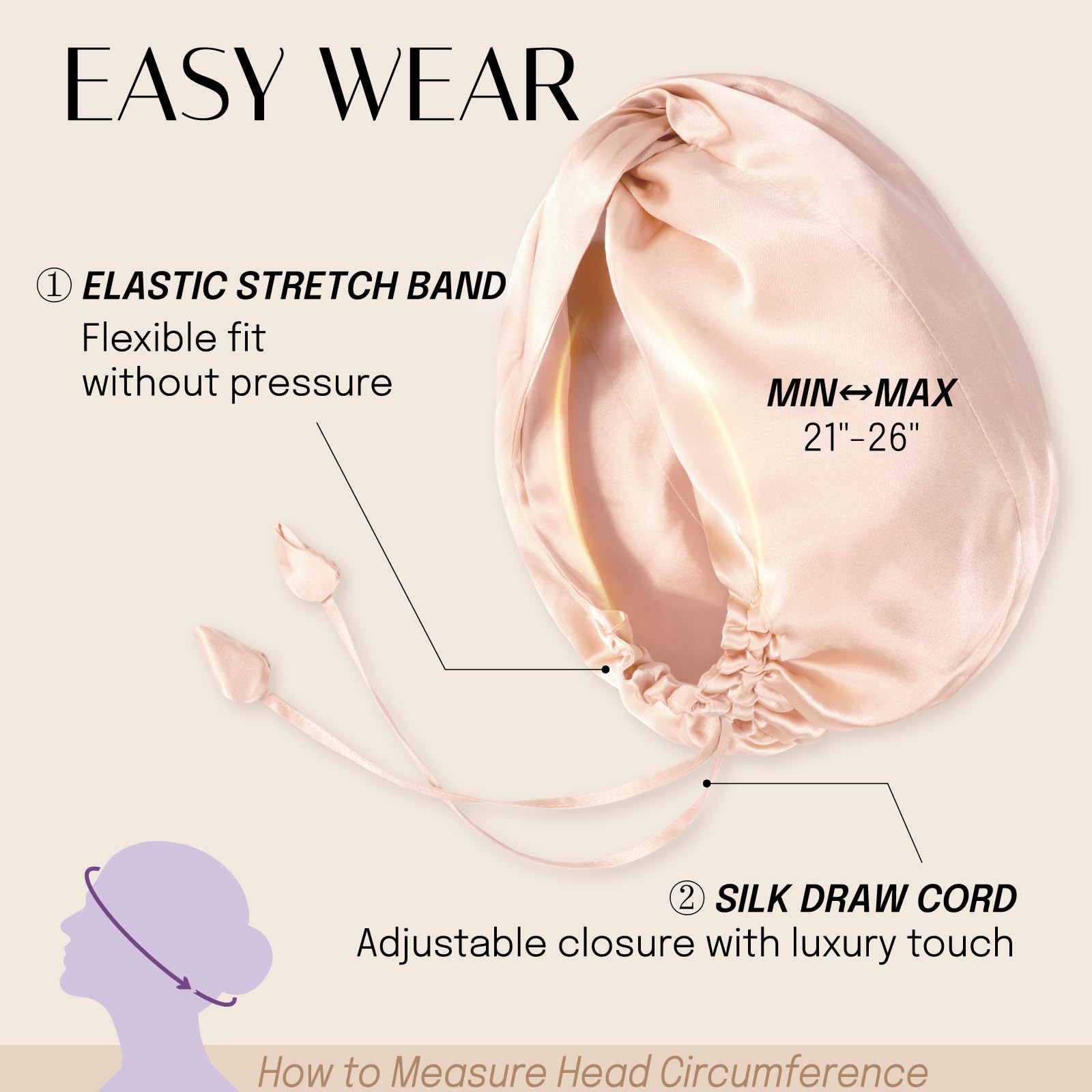 Bonete OLESILK lavable a máquina, fácil de cuidar.