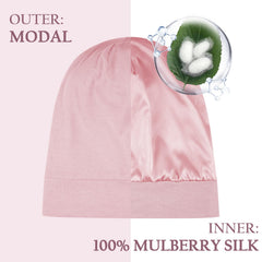 OLESILK inner Mulberry silk lining closeup shows gentle hair protection.