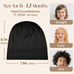 OLESILK adjustable strap bonnet illustrating secure, growing head fit on a toddler.