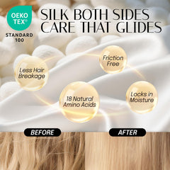 OLESILK silk bonnet adjustable cord detail demonstrates customizable fit for secure night wear.
