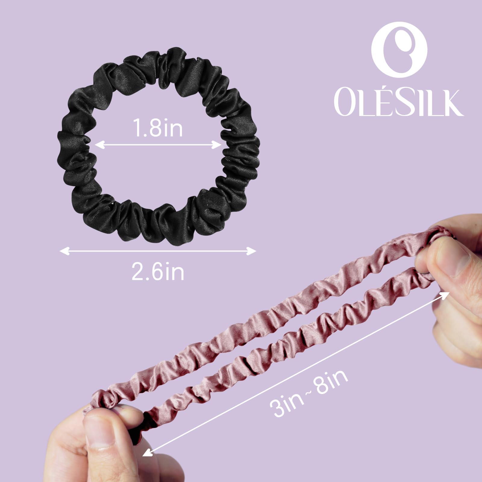 OLESILK silk hair ties for curly hair; smooth surface helps reduce frizz and tangles.