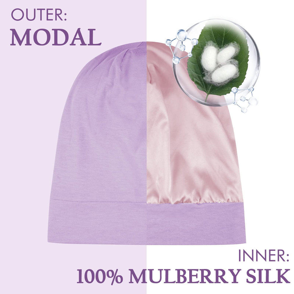 OLESILK silk nightcap closeup highlights premium mulberry silk for frizz-free mornings.