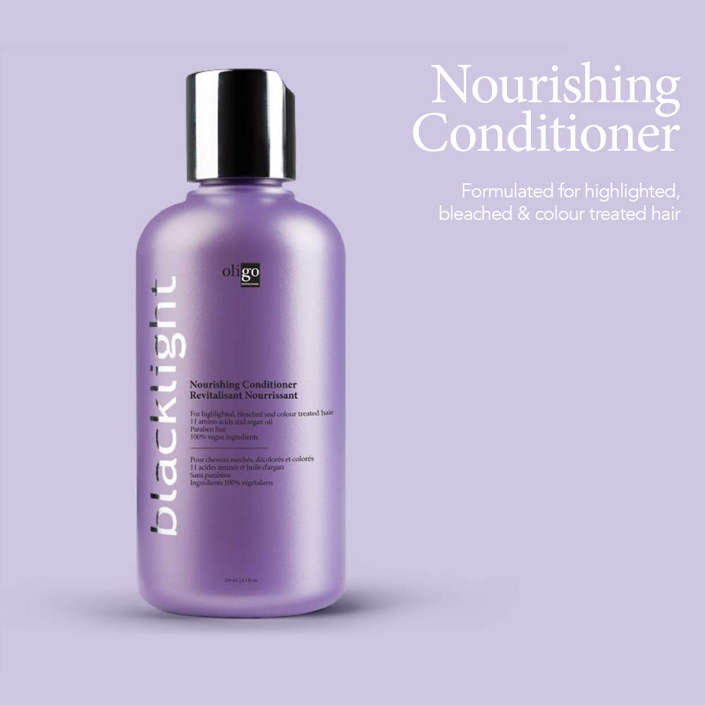 Oligo Blacklight Nourishing Conditioner argan-oil swatch for color vibrance