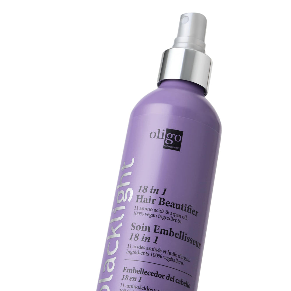 Oligo Professionnel Blacklight blonde hair texture close-up shows softness