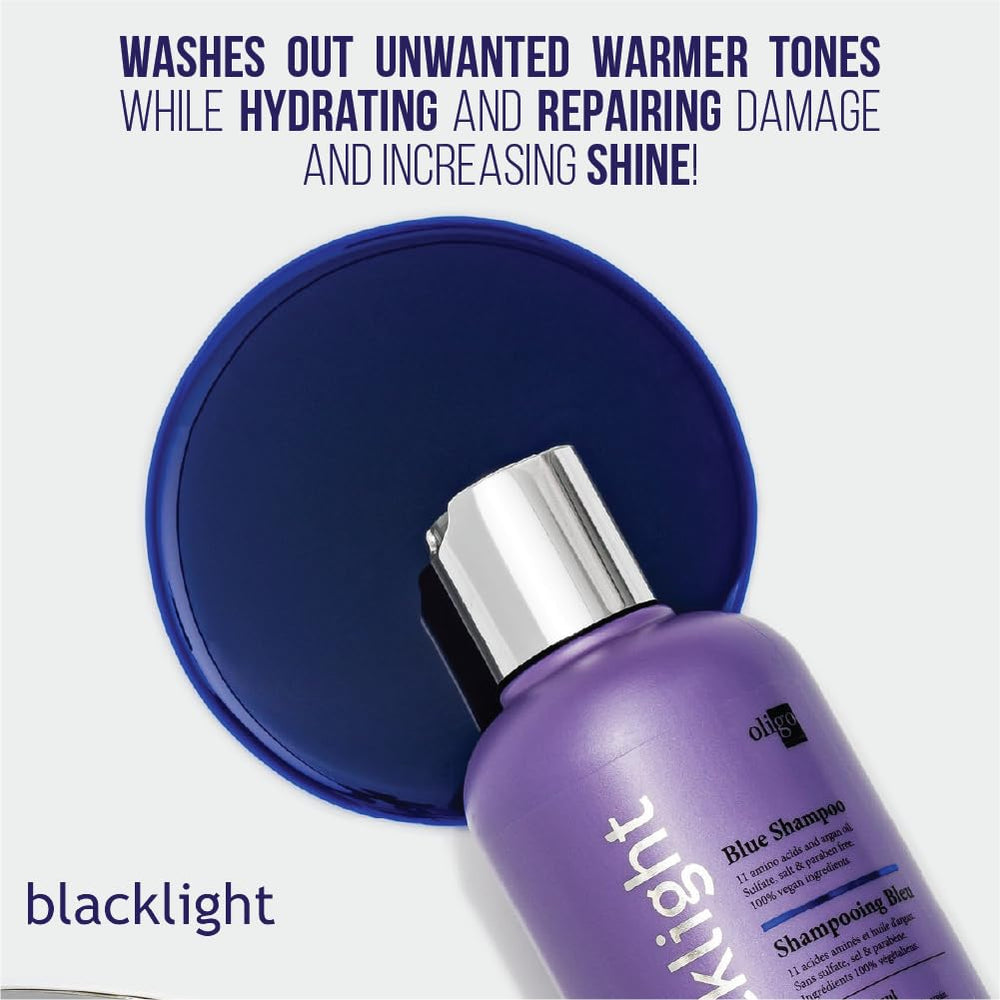 Oligo Professionnel Blacklight Blue duo pack showcasing sulfate-free care and blonde brightness