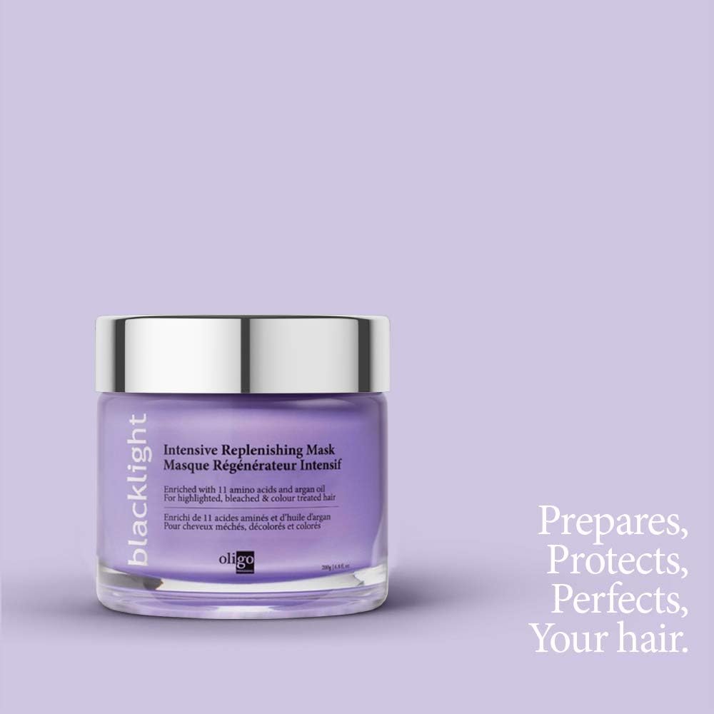 Oligo Professionnel Blacklight mask color-treated-hair focus on color retention and vibrancy.