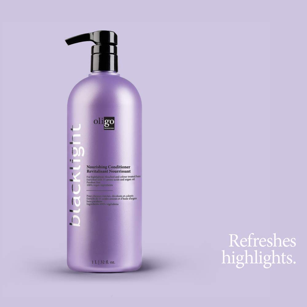 Oligo Professionnel Blacklight Nourishing Conditioner 32oz packaging highlighting vegan and sulfate-free formula