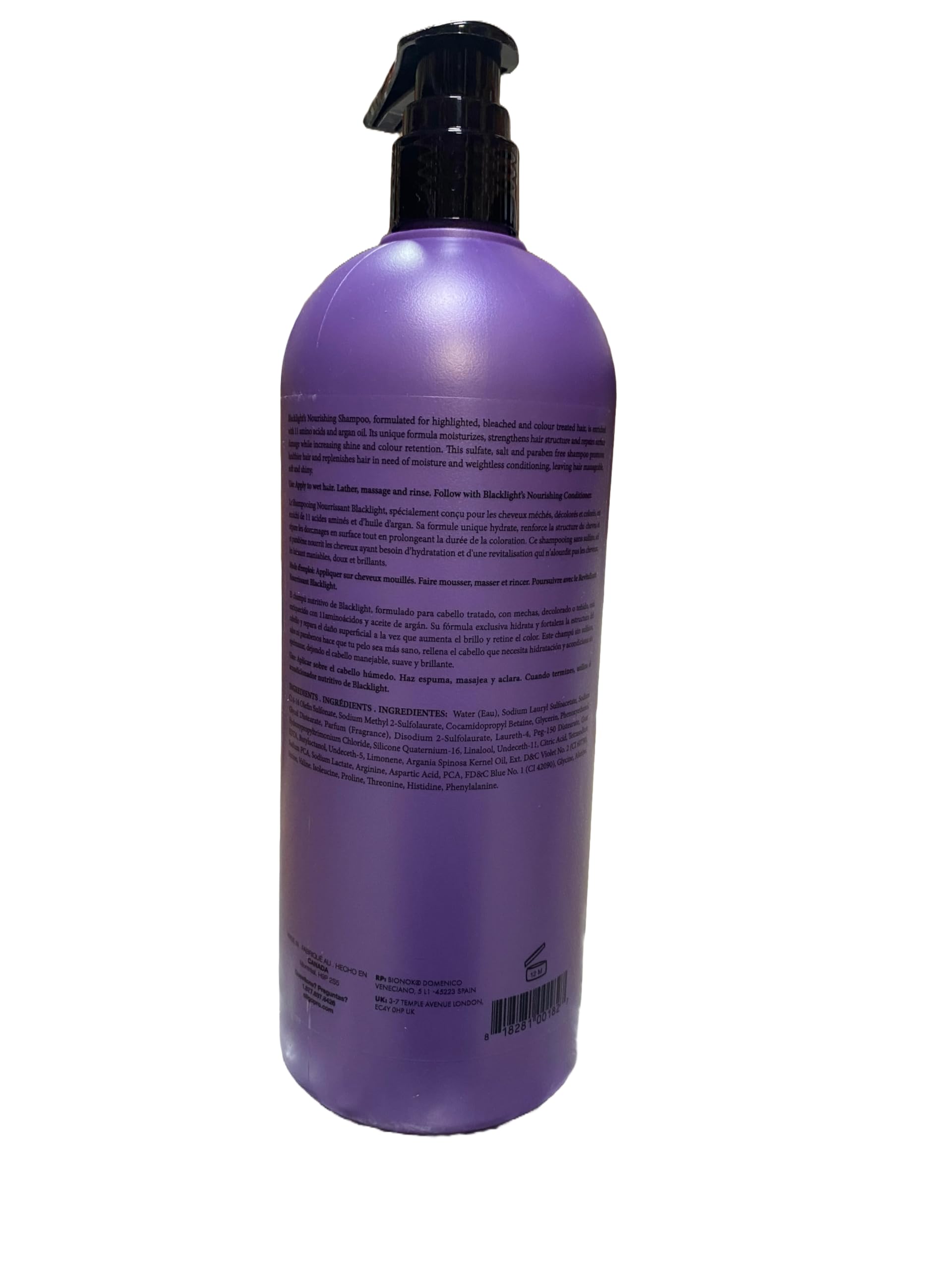 Oligo Professionnel Blacklight Nourishing Shampoo 32oz jar on shelf in bathroom