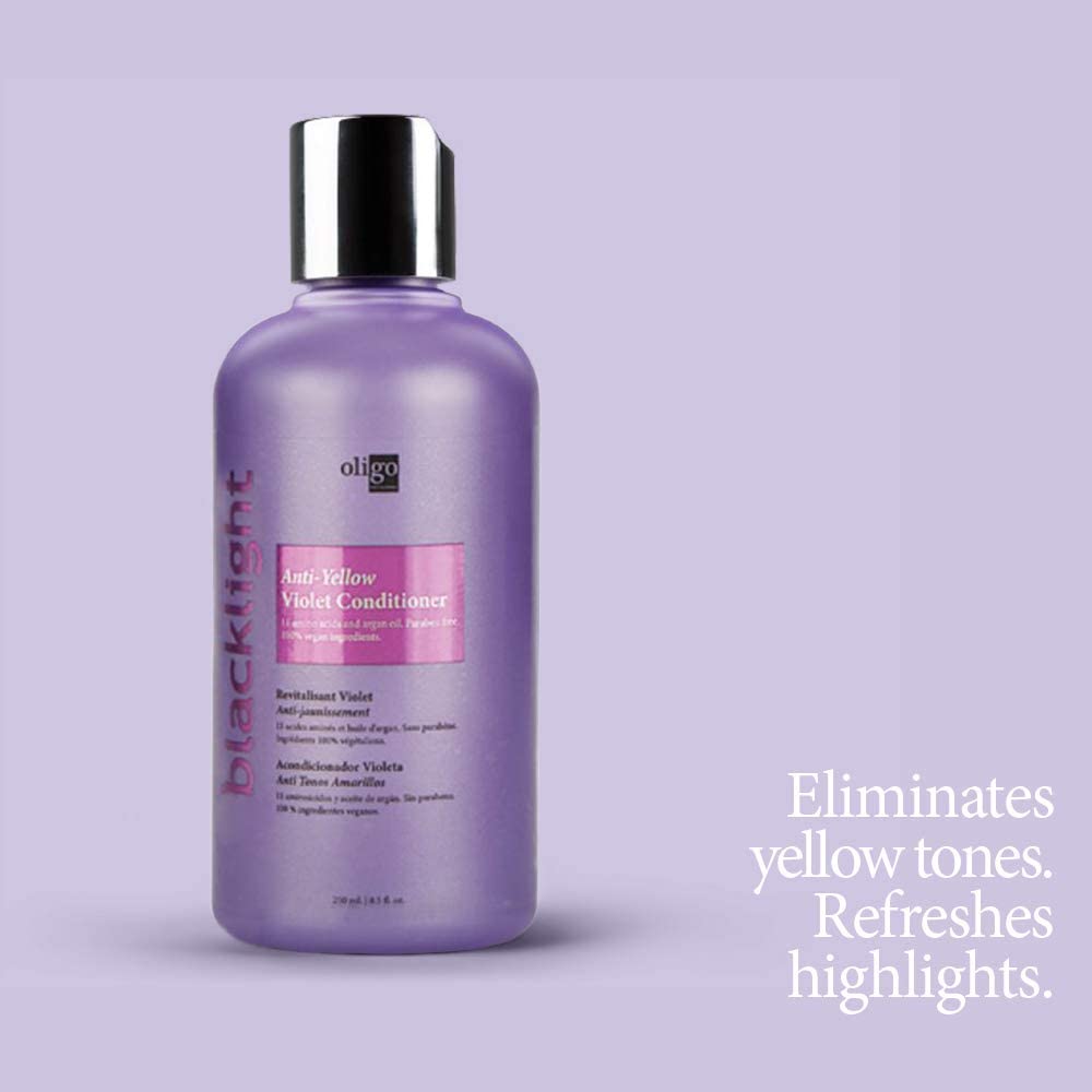 Oligo Professionnel Blacklight Violet argan oil closeup highlights moisture benefits.