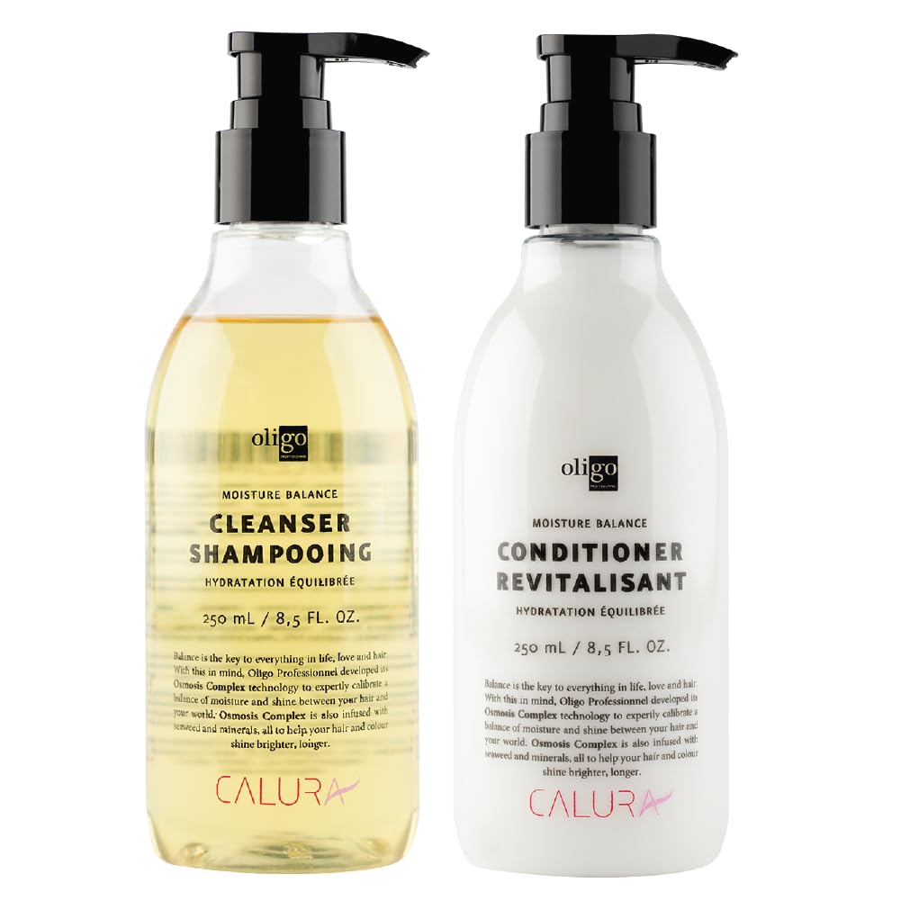 Oligo Professionnel Calura Moisture Balance Cleanser bottle front showing color longevity benefit.