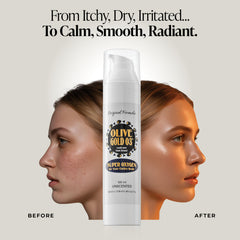 Olive Gold 03 plant-based ingredients image showcases natural, hypoallergenic formula.