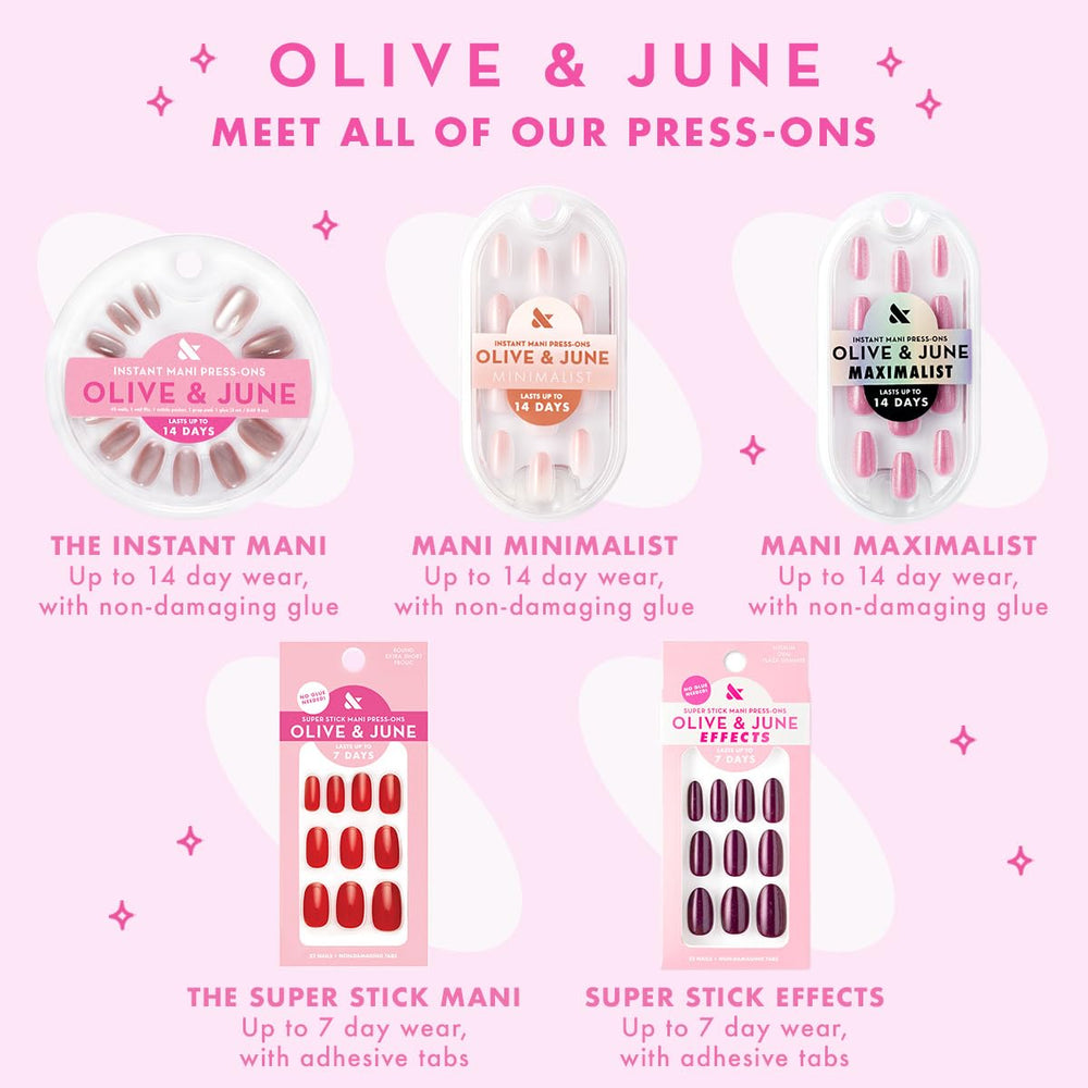 Olive & June Instant Mani packaging opened to reveal included tools and instructions.