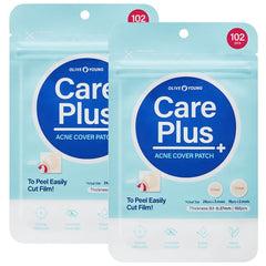 OLIVE YOUNG Care Plus Spot Patch hydrocolloid patch on skin covering a zit for discreet protection