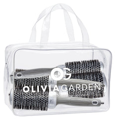 Olivia Garden ceramic-ion round brush ci-25 white-gray barrel close-up showing smooth frizz control