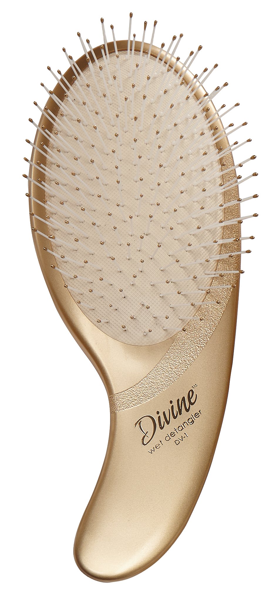 Olivia Garden Divine ergonomic brush handle close-up for a comfortable, wrist-friendly grip during styling.