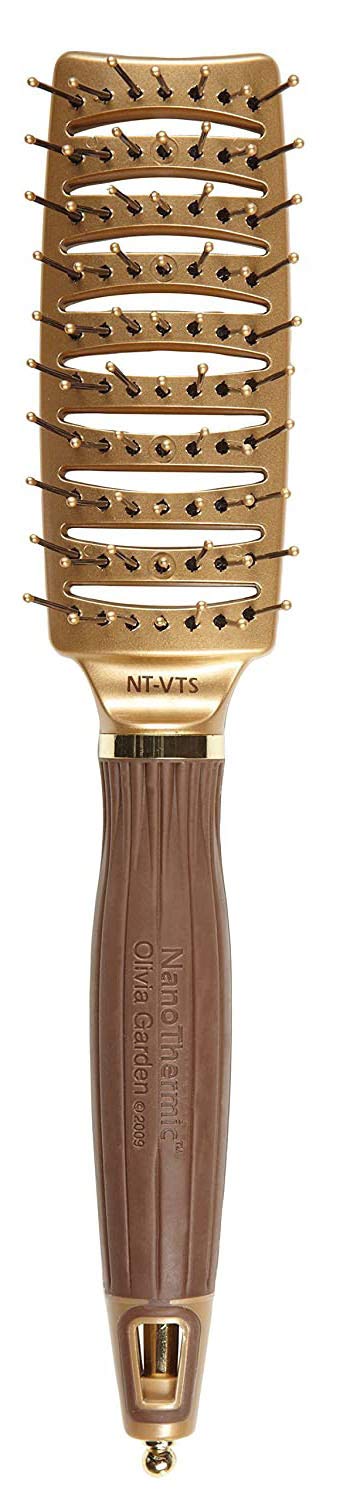 Olivia Garden NanoThermic brush front view; ceramic ionic action for smooth styling