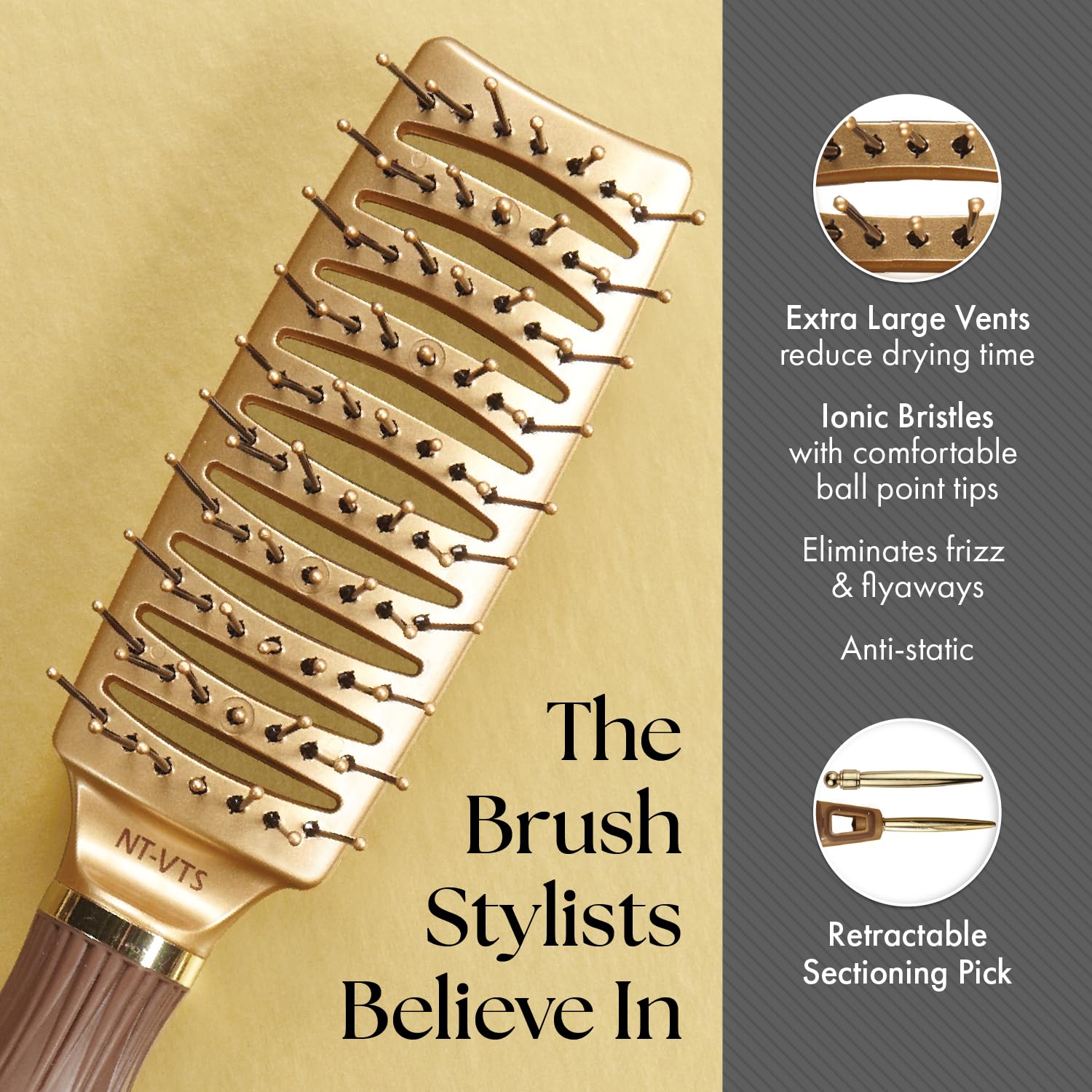 Olivia Garden NanoThermic brush sectioning pick assists precise parts