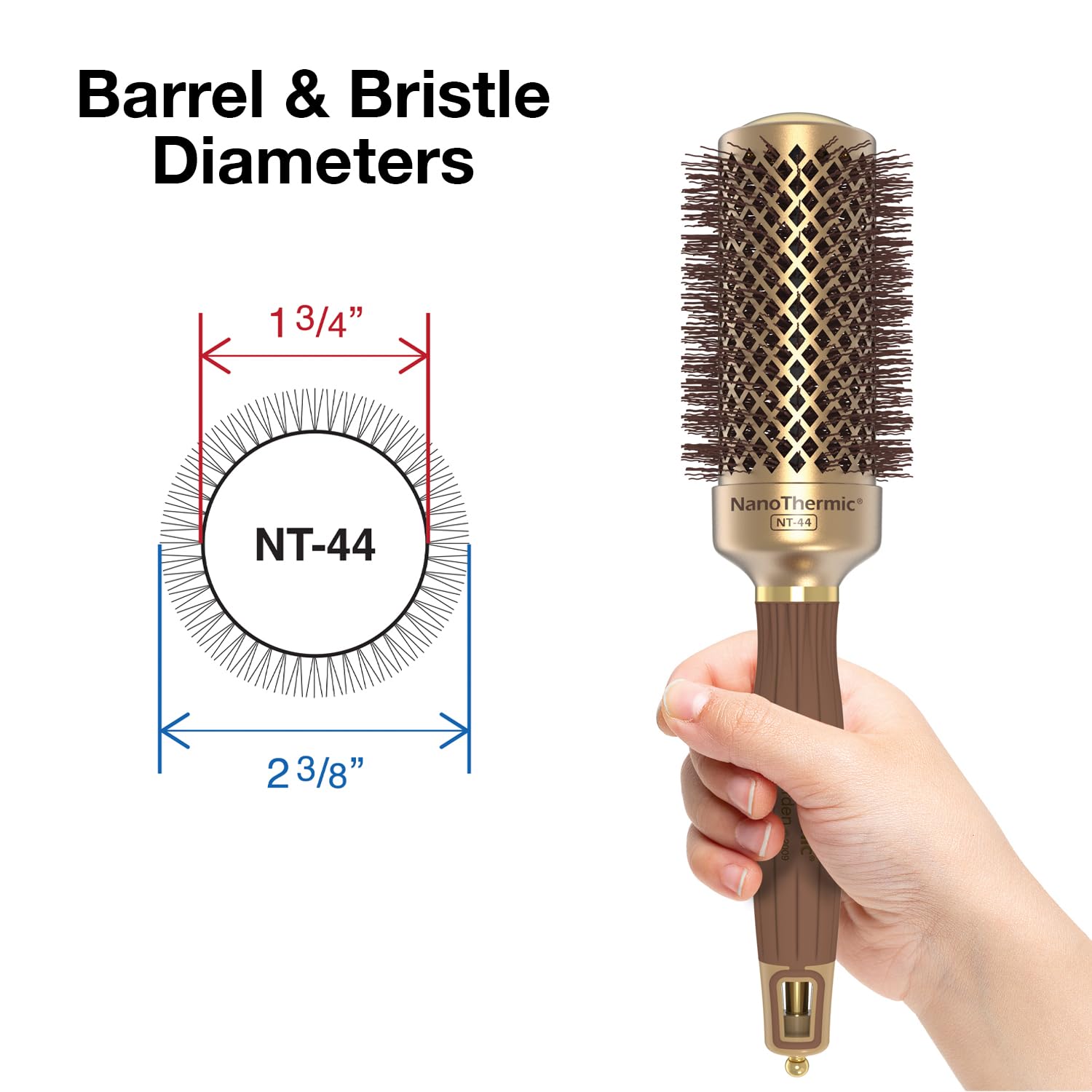 Olivia Garden NanoThermic round brush with 1-3/4 inch barrel for voluminous curls