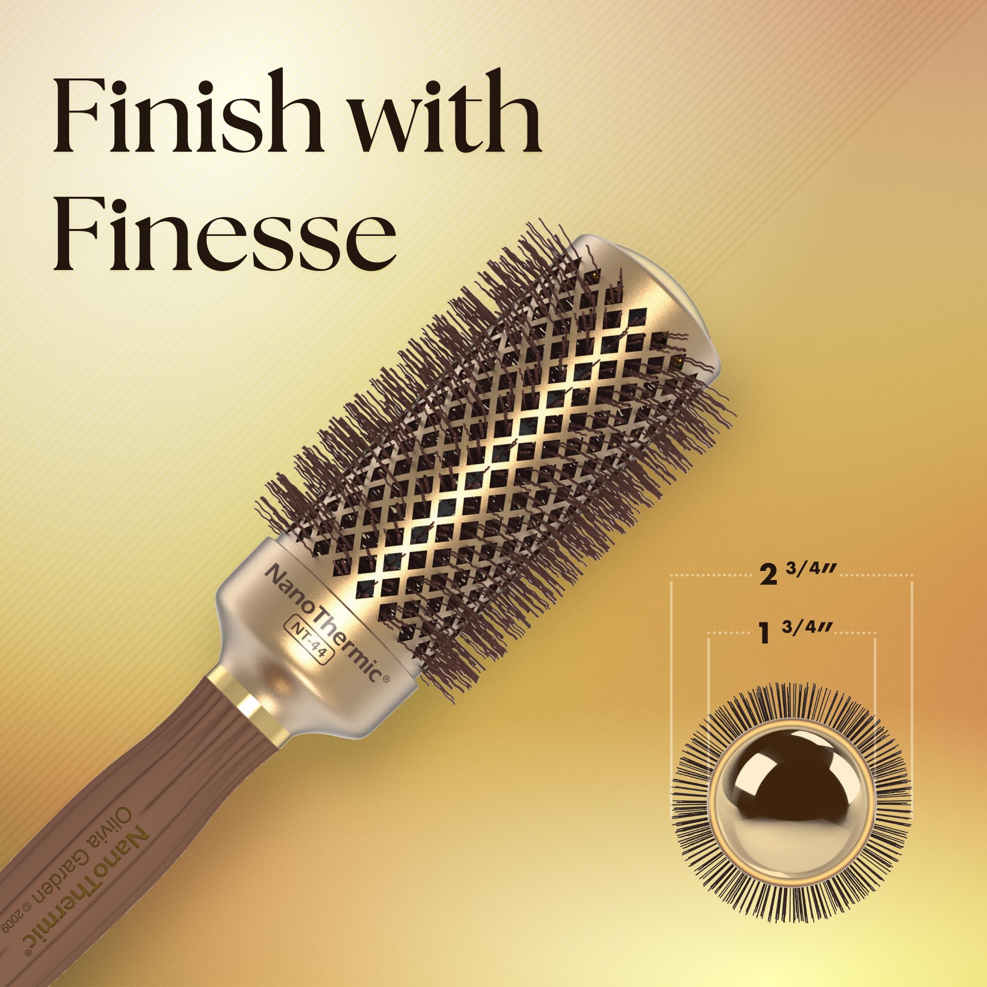 Olivia Garden NanoThermic shine and frizz control round brush finish