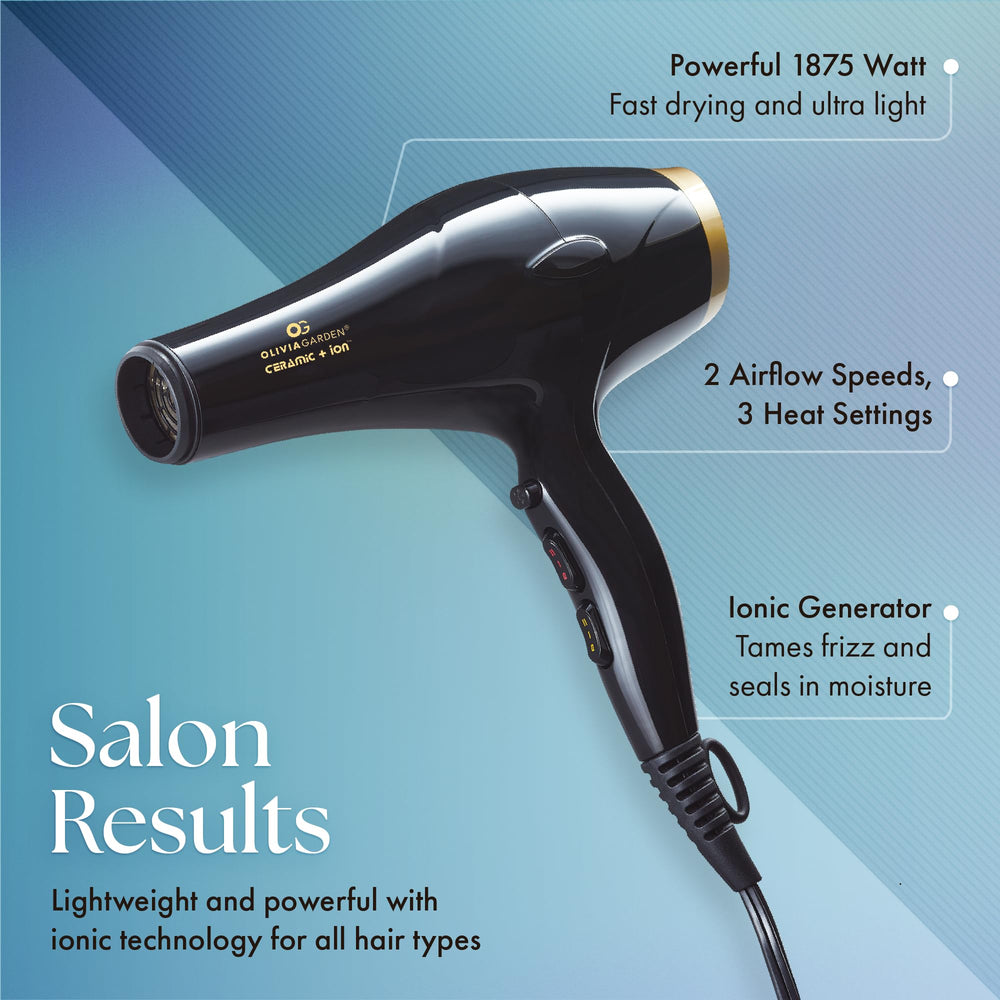 Olivia Garden 1875W dryer back view with cool shot button for precise styling