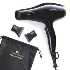 Olivia Garden 1875W dryer front view shows powerful airflow for quick drying