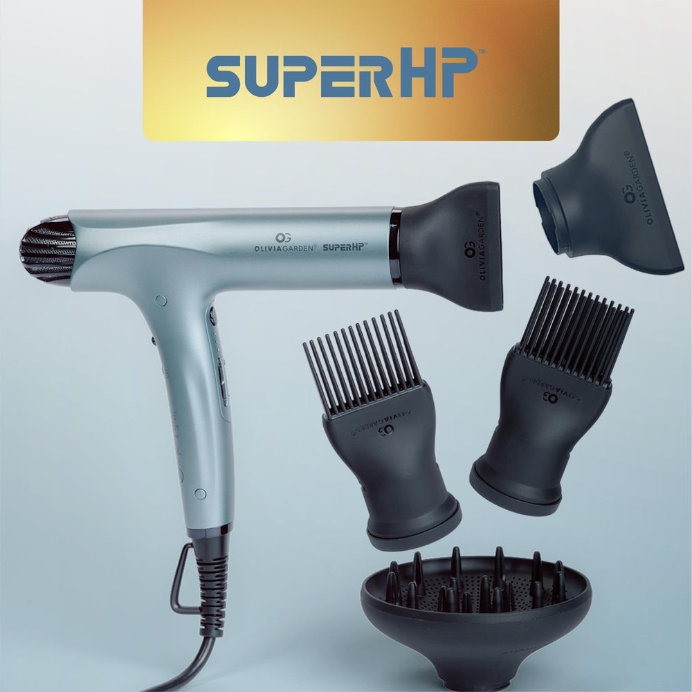 Olivia Garden 1875W SuperHP cool-shot button close-up for salon-finish touch.