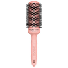Olivia Garden CI-45BL pink brush close-up shows ceramic barrel for fast drying benefits