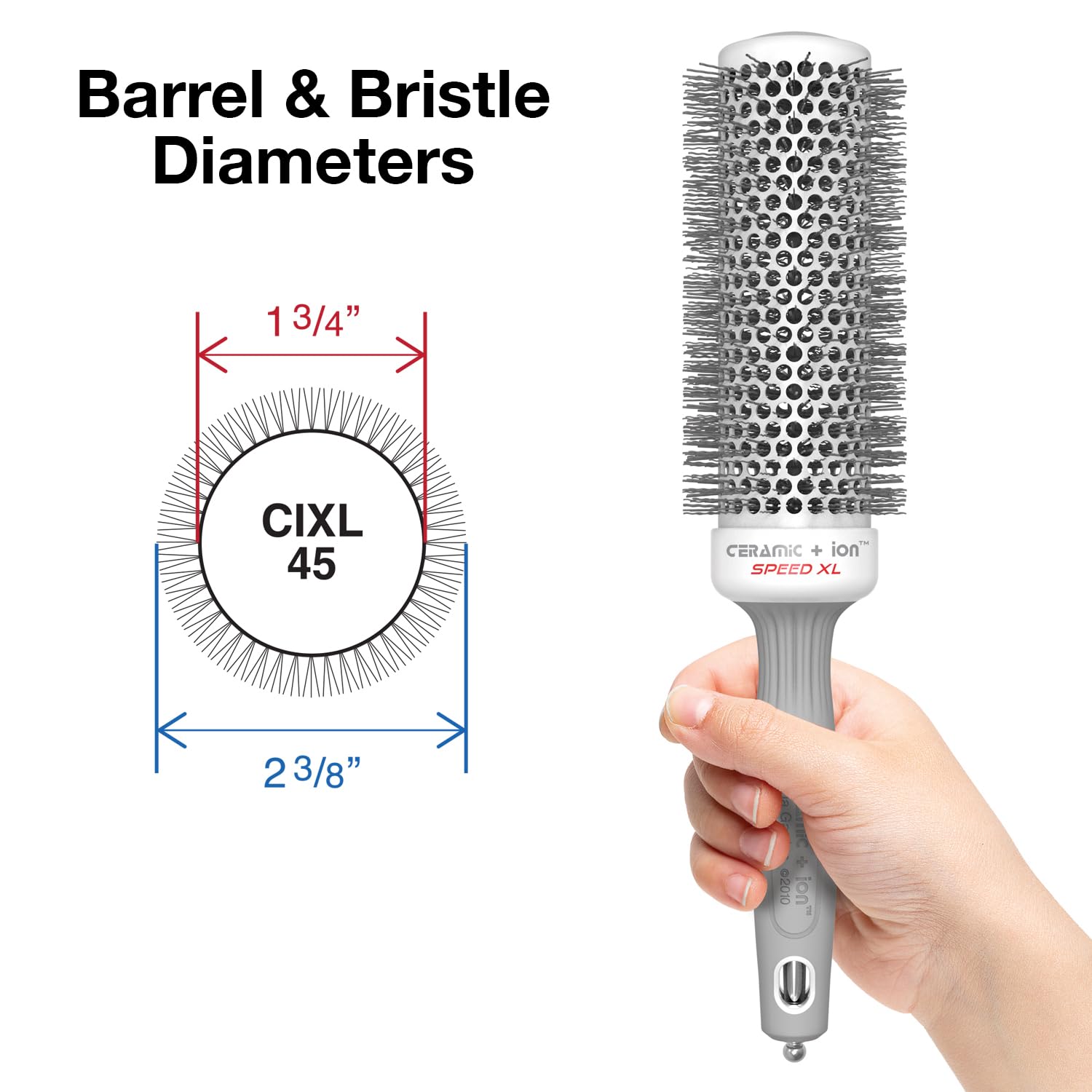 Olivia Garden Ceramic + Ion Speed XL bristles detail with tourmaline for smoother hair