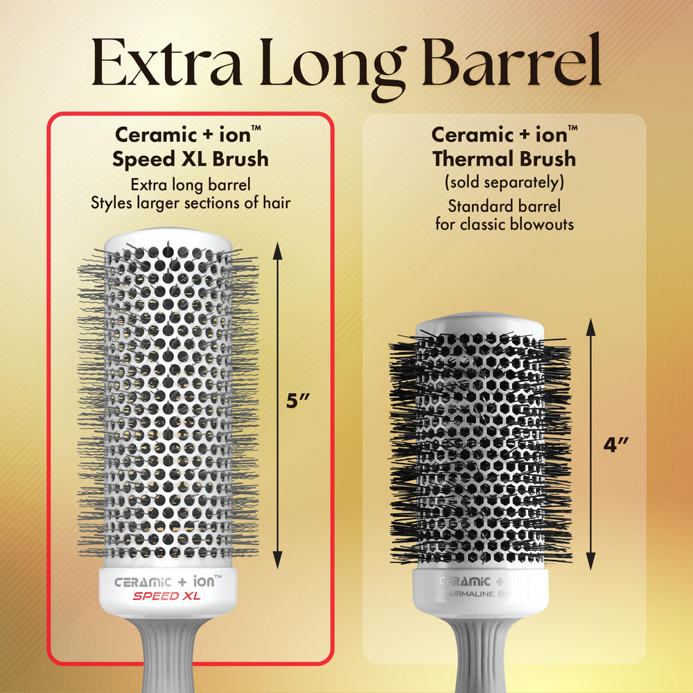 Olivia Garden Ceramic Ion Speed XL brush retractable-sectioning-pick helps precise parting during blowouts.