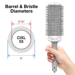 Olivia Garden Ceramic Ion Speed XL brush soft-tip-bristles reduce snagging for gentle styling.