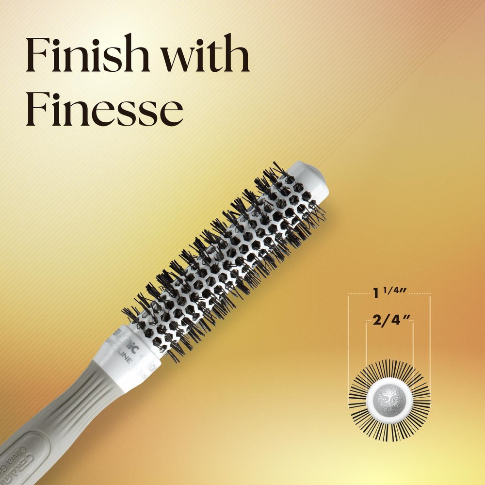 Olivia Garden CI-20 smooth shine demo illustrates hair after styling with reduced frizz.