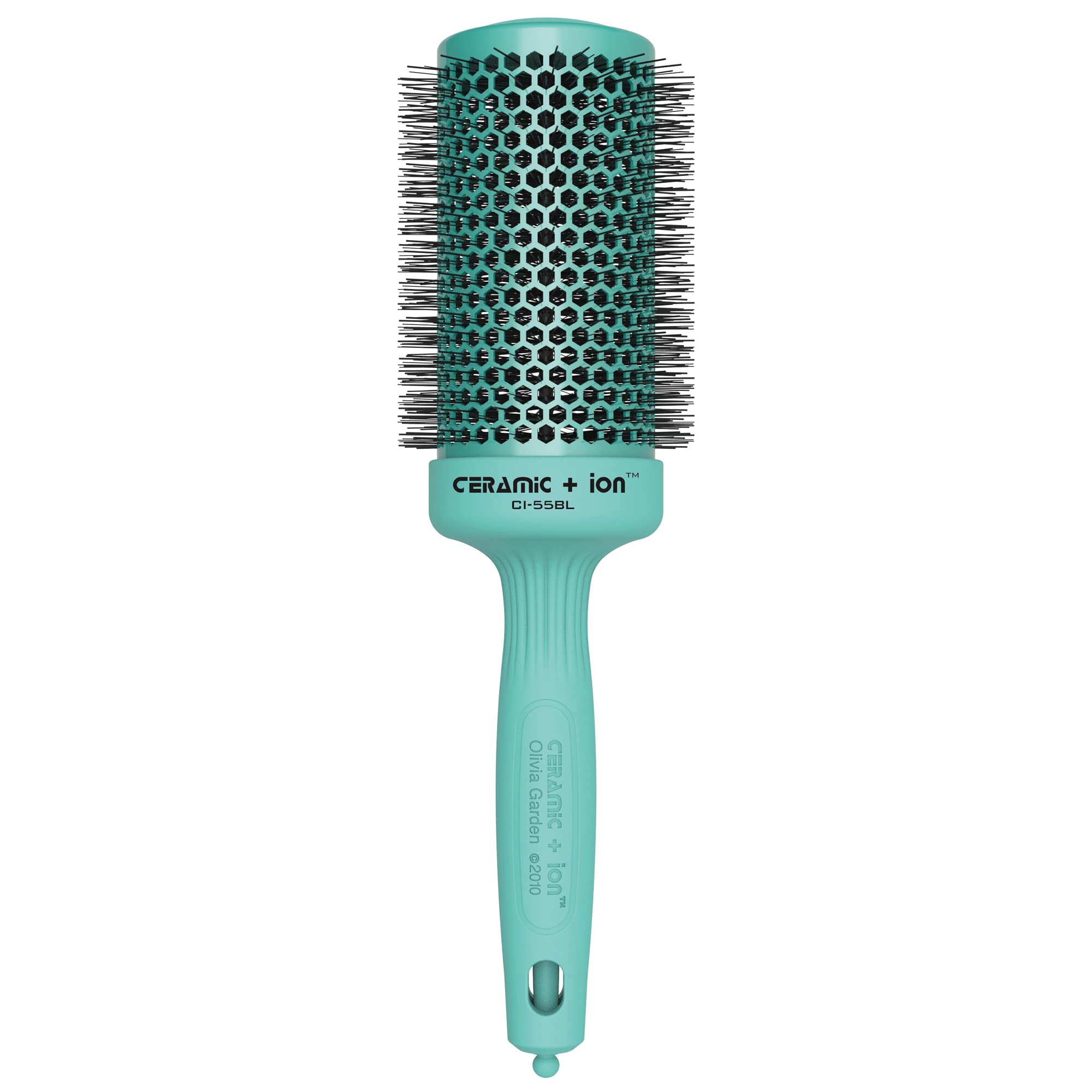 Olivia Garden CI-55BL ceramic ion round brush with turquoise barrel for quick drying