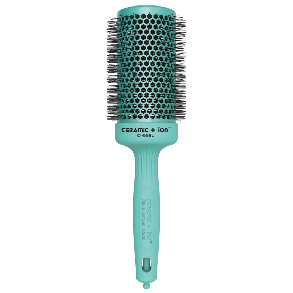 Olivia Garden CI-55BL ceramic ion round brush with turquoise barrel for quick drying