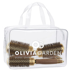 Olivia Garden NanoThermic ceramic ion round brush with 1in barrel for smooth, voluminous blowouts.