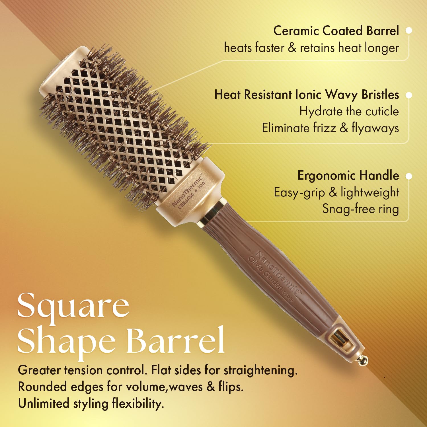 Olivia Garden NT-S40 ergonomic handle design offers comfortable grip during styling.
