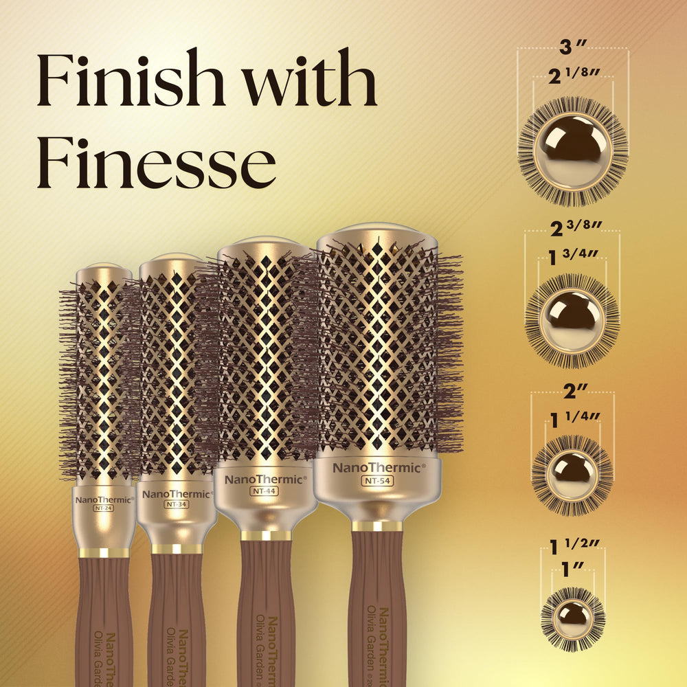 Olivia Garden NanoThermic in-hand professional blowout on thick hair for volume.