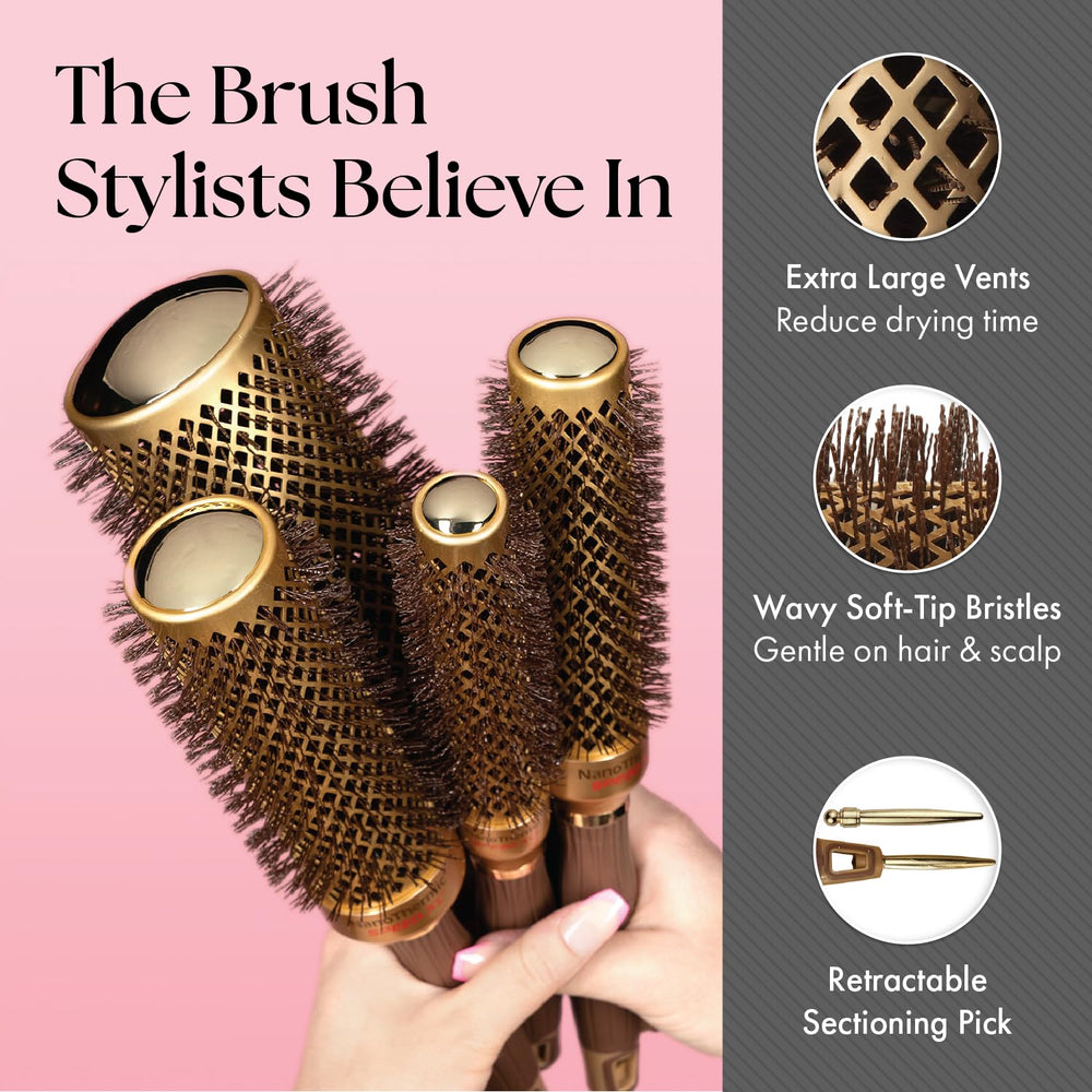 Olivia Garden NTXL-44 ergonomic grip for comfortable styling sessions.