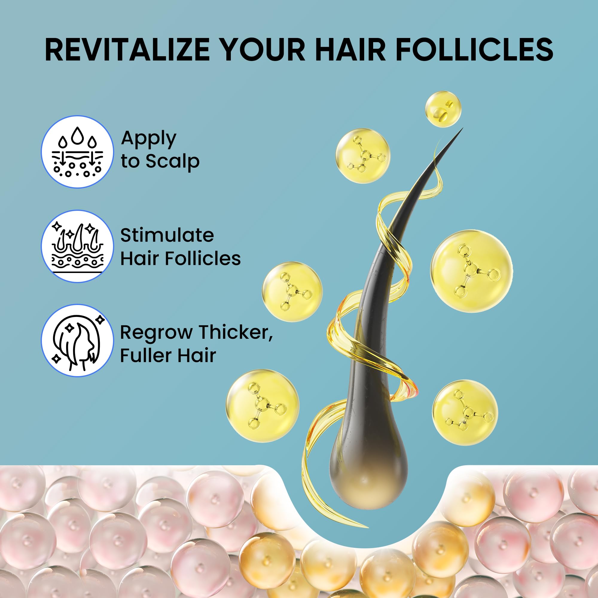 OLIVITA hair regrowth illustration showing thicker strands
