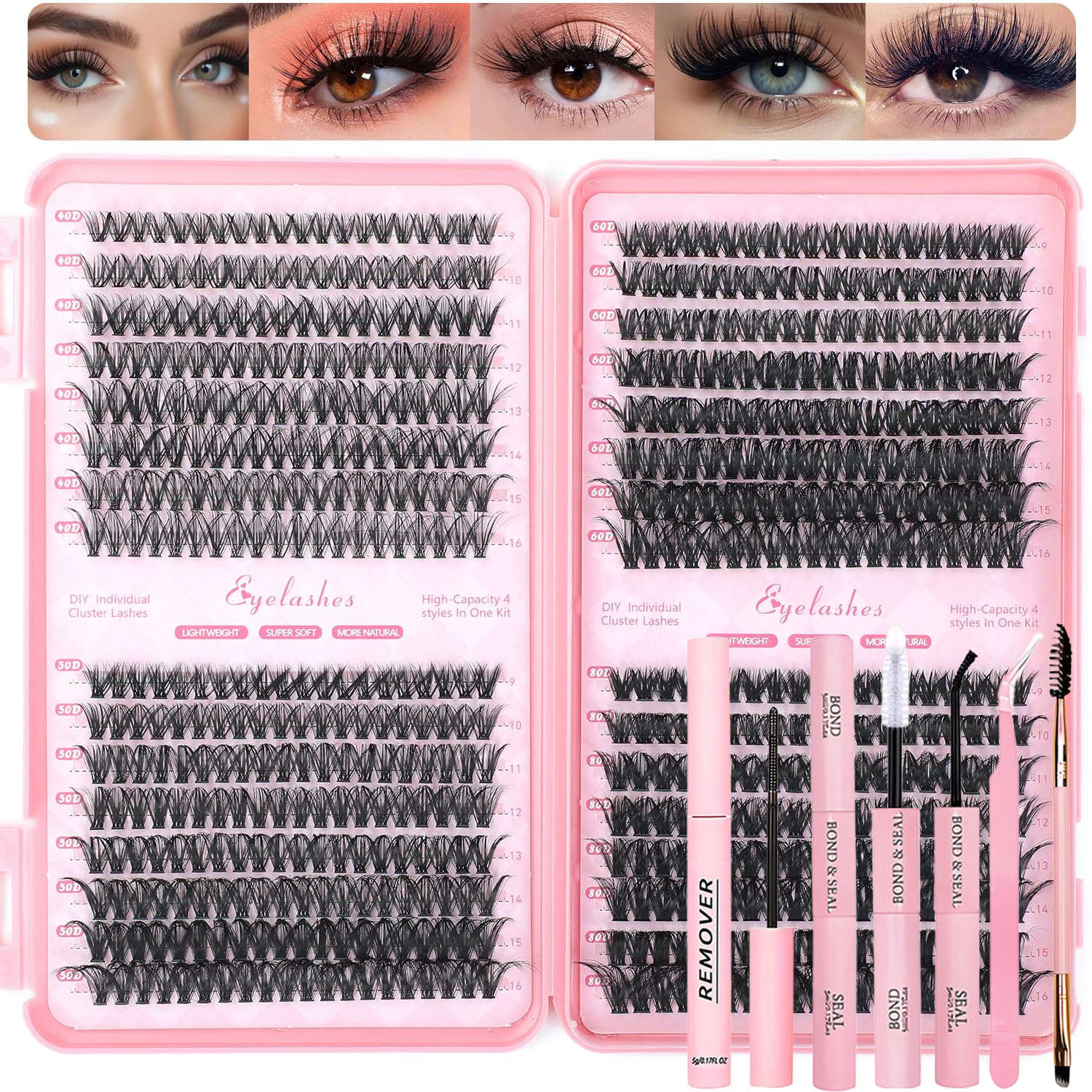 OLLAVO Lash Clusters Kit 640pcs contents for versatile DIY lash styles and cost-saving convenience.