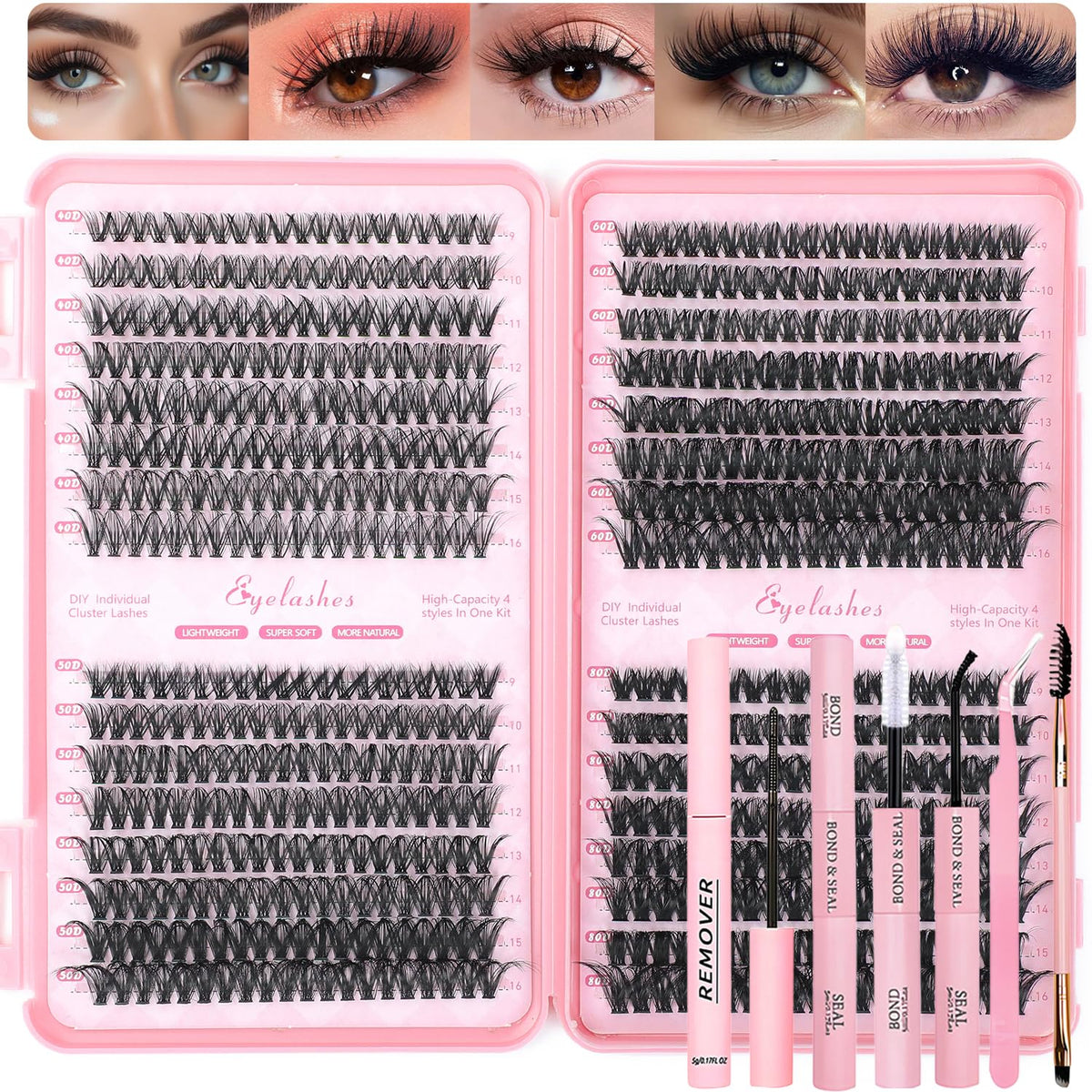OLLAVO Lash Clusters Kit 640pcs contents for versatile DIY lash styles and cost-saving convenience.