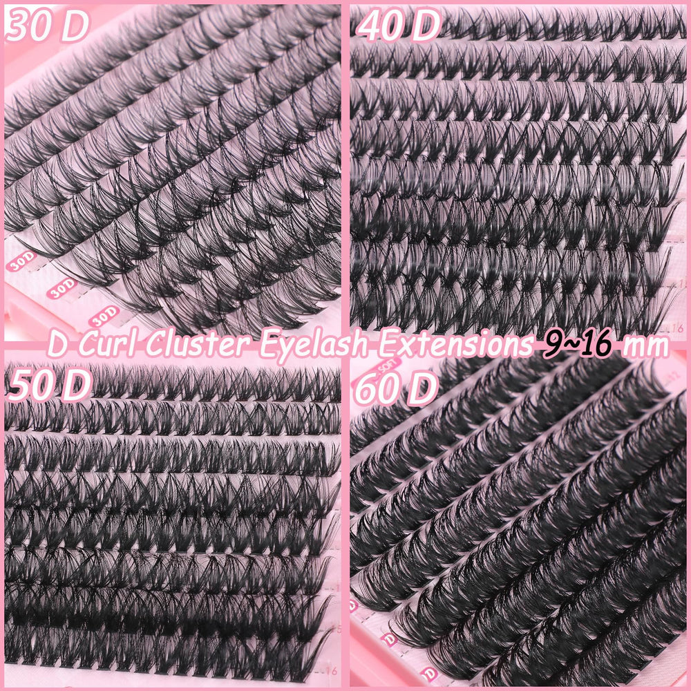 OLLAVO lash clusters kit 9-16mm mix demonstrates wispy and fluffy styles
