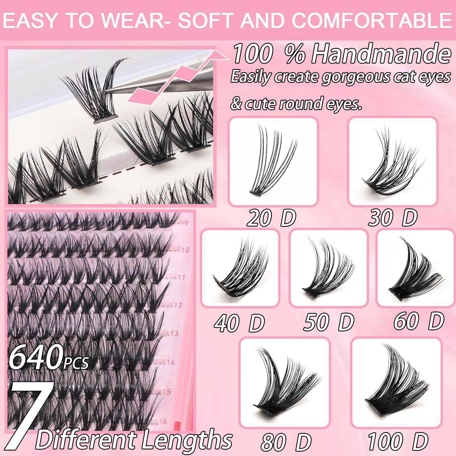 OLLAVO Lash Clusters in application demonstrate precise placement for wispy, natural-looking lashes.