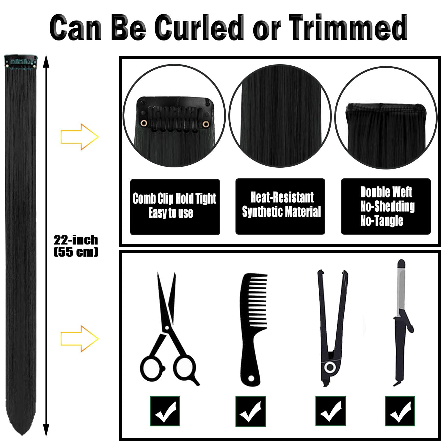Olldag 22-inch long straight extensions offer dramatic length and style.