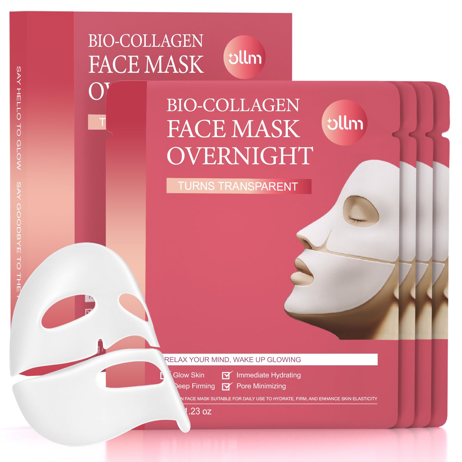 OLLM Korean Overnight Collagen Mask close-up showing rich hydration for plump, rested skin.