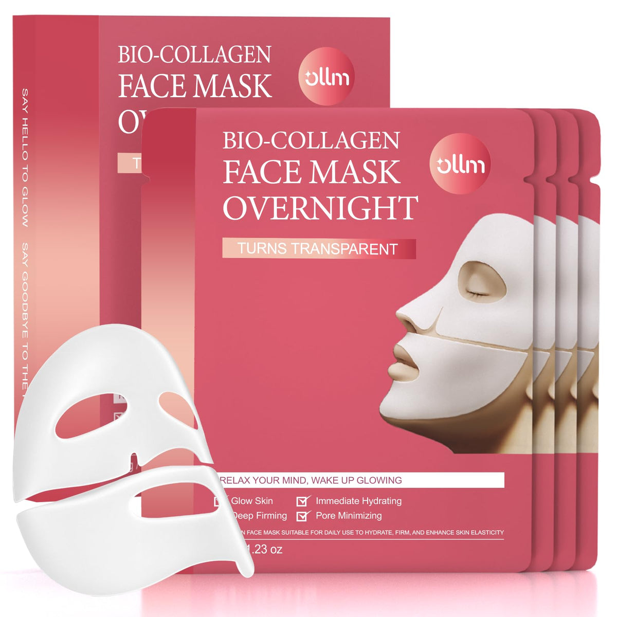 OLLM Korean Overnight Collagen Mask close-up showing rich hydration for plump, rested skin.