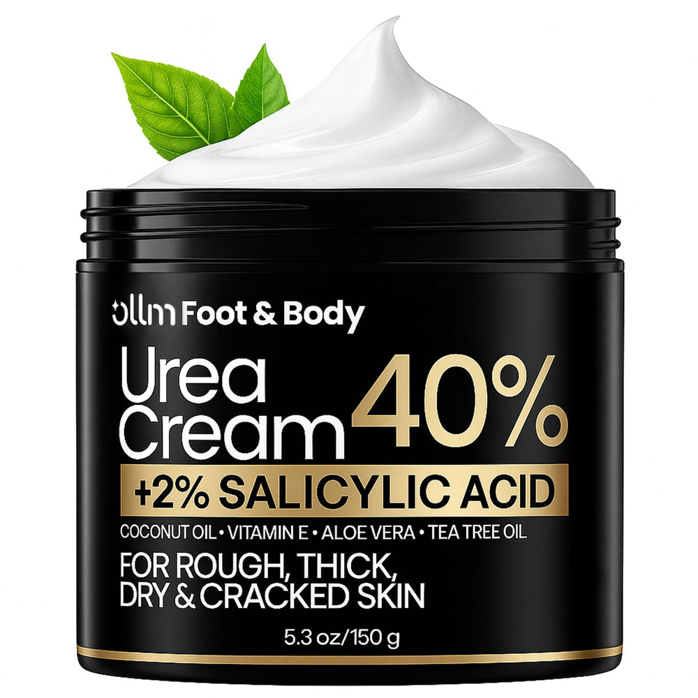 OLL M Urea Cream 40% feet bottle shows maximum hydration for dry, cracked heels.