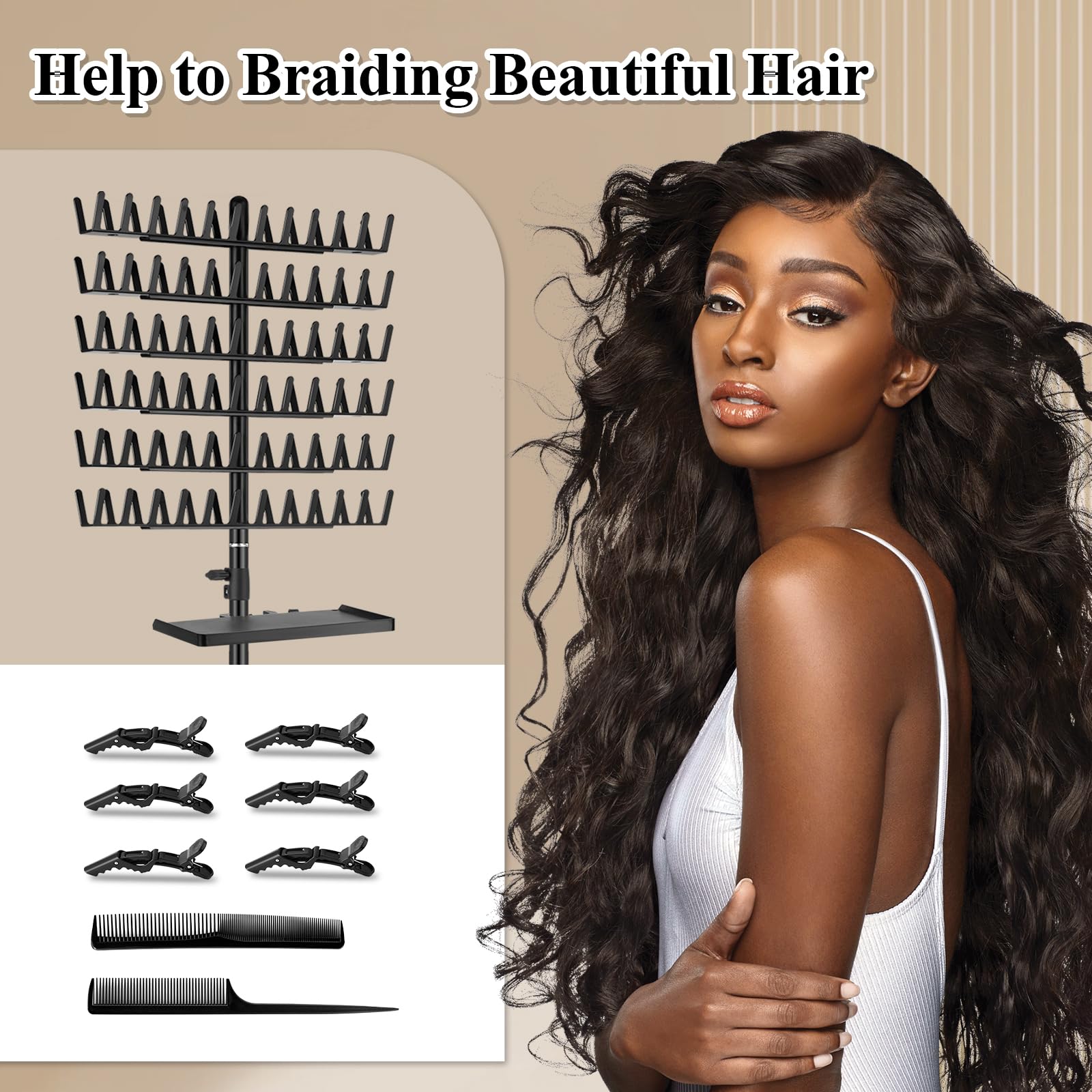 OLMRJKD braiding rack two-sided design enhances balance during professional or home sessions.