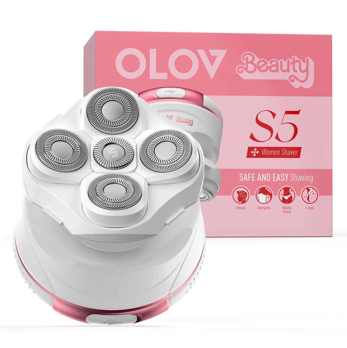 OLOV Beauty electric razor for women with 5D head delivers precise blades for a smooth shave.