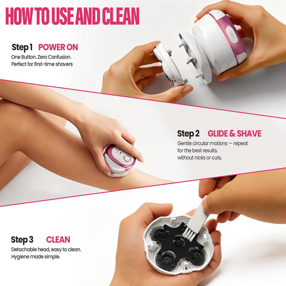 OLOV Beauty electric razor designed for full-body use from legs to underarms.