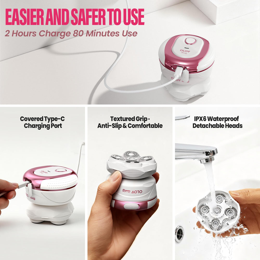 OLOV Beauty shaver for teen girls features one-button operation for easy first use.